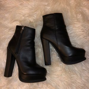 Platform leather booties